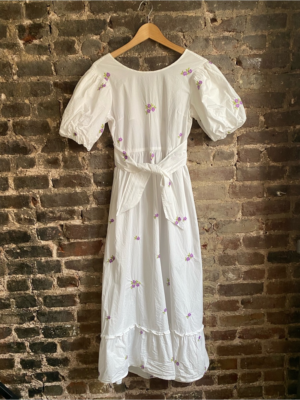 Miss Selfridge White Maxi Dress with Purple Floral Embroidery